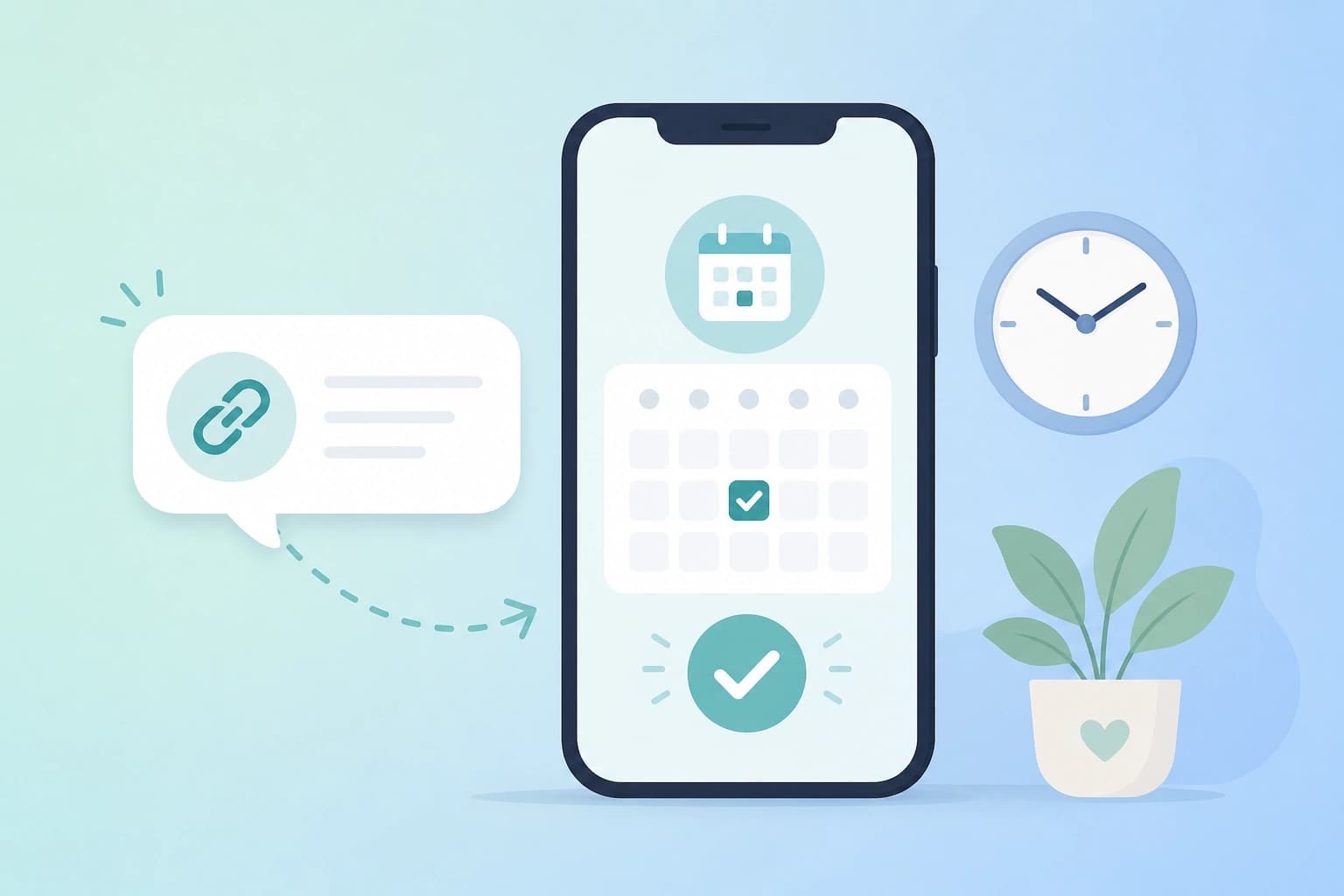 Booking short link shared in SMS and follow-up emails