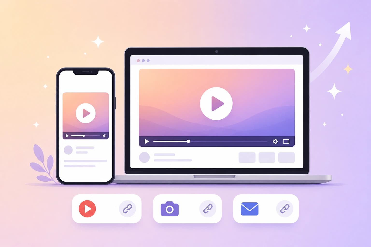 Creator sharing a new video across channels with separate short links