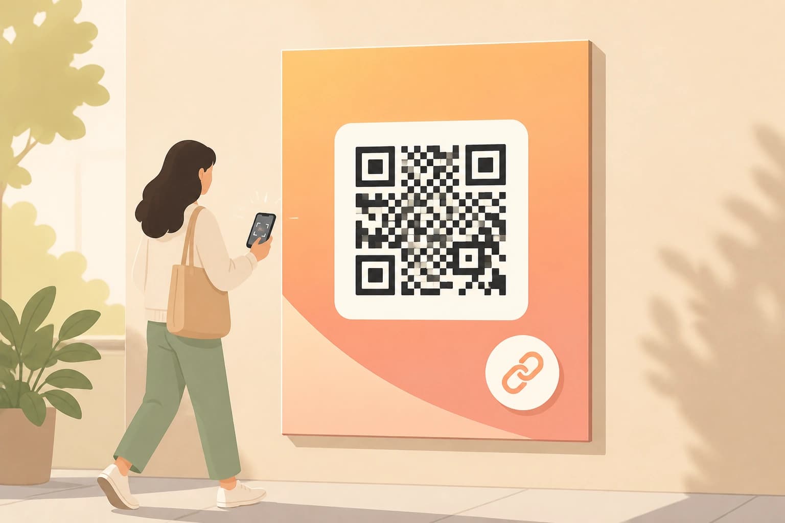 Poster with a QR code that opens a tracked short link